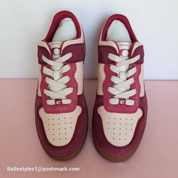 COACH Low Top Leather and Suede Sneakers C201- Pink color- Women’s US Size 9B - Picture 8 of 16